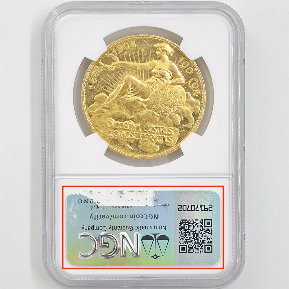 �������� 1908 �������ȥꥢ ����ν��� 100������ ���  �ץ롼�� NGC PF 58 ������ �ե��ġ��衼����1�� ¨��60��ǯ��ǰ�ڥݥ���ȡ������ݥ������оݳ���