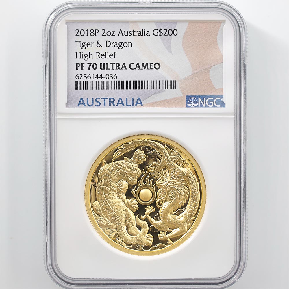 �������� 2018 �������ȥ�ꥢ �ϥ���꡼�� ζ�ȸ� 200��ɥ� ��� 2���� �ץ롼�� NGC PF 70 UC �ǹ���� ����̤������ ��Ȣ��