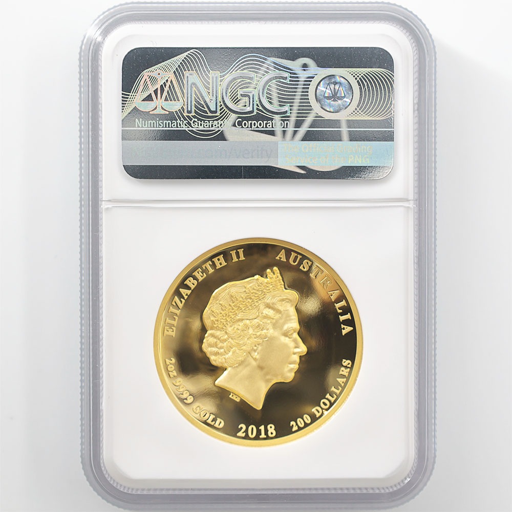 �������� 2018 �������ȥ�ꥢ �ϥ���꡼�� ζ�ȸ� 200��ɥ� ��� 2���� �ץ롼�� NGC PF 70 UC �ǹ���� ����̤������ ��Ȣ��