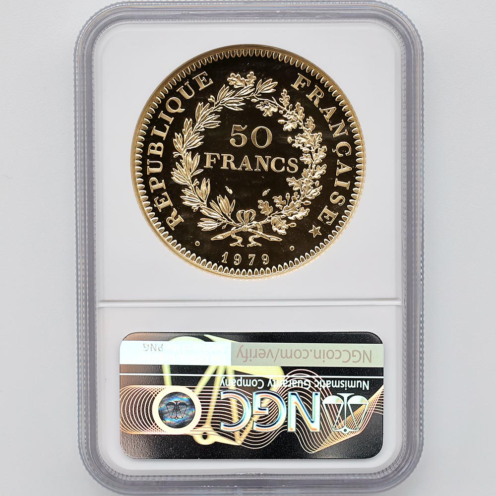 1979 �ե�� �إ饯�쥹 50�ե�� �ԥ��ե��� ��� �ץ롼�� NGC PF 67 CAMEO ��ǹ���� ����̤������