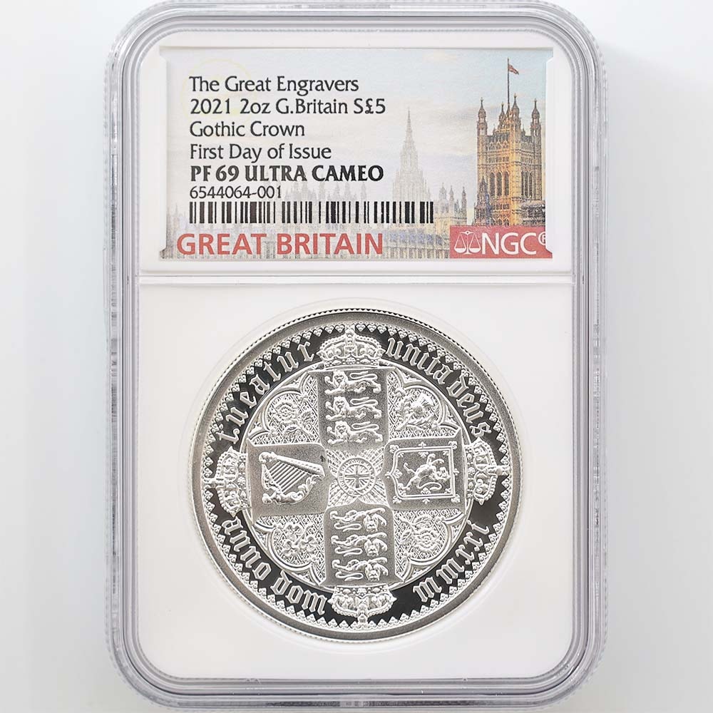 2021 イギリス ゴシッククラウン ポートレート 2オンス 5ポンド 銀貨 2021 英国 エリザベス2世 ゴシッククラウン 5ポンド 銀貨 2