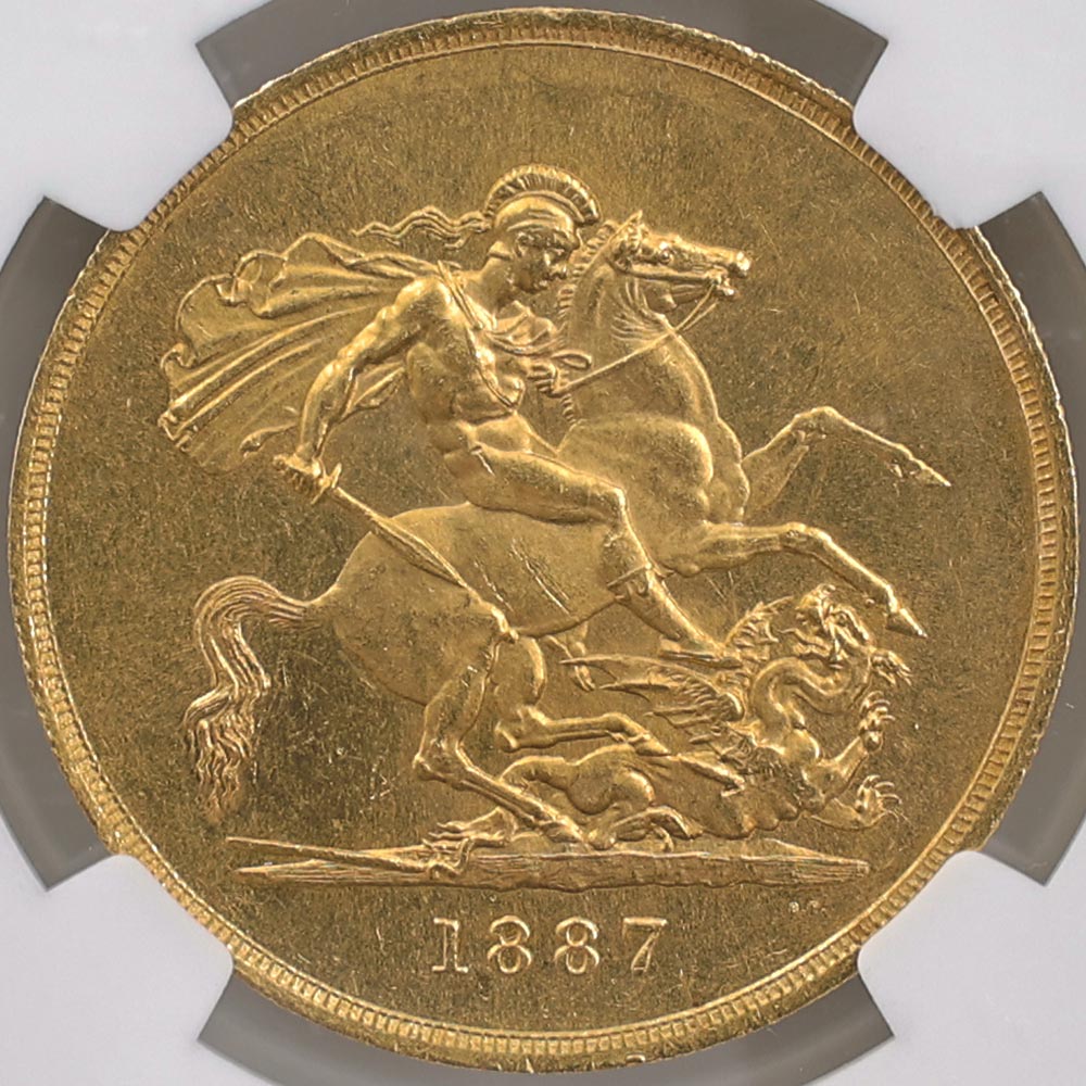 1887 �ѹ� �������ȥꥢ���� 5�ݥ�ɡ�5���֥��� ��� NGC MS 63 ̤������ ����ӥ꡼�إå� �����ꥹ ���