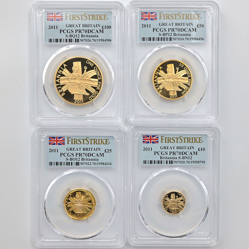 2011 �ѹ� �֥꥿�˥� ���4�� �ץ�ߥ��� ���å� �ץ롼�� PCGS PR 70 DCAM FS ������ �ǹ���� ����̤������ �����ꥹ ���