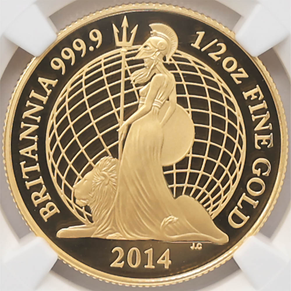 �������� 2014 �ѹ� �֥꥿�˥� 50�ݥ�� ��� 1/2���� �ץ롼�� NGC PF 70 UC �ǹ���� ����̤�����ʡڥݥ���ȡ������ݥ������оݳ���