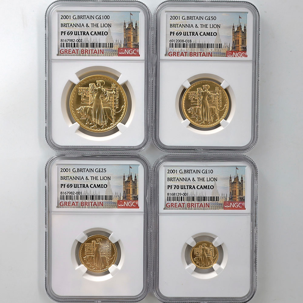 2001 �ѹ� ���ꥶ�٥�2�� �֥꥿�˥��ȥ饤���� ���4�� �ץ�ߥ��� ���å� �ץ롼�� NGC PF 69/70 UC  ��ǹ����/�ǹ���� ����̤������ ��Ȣ�� 