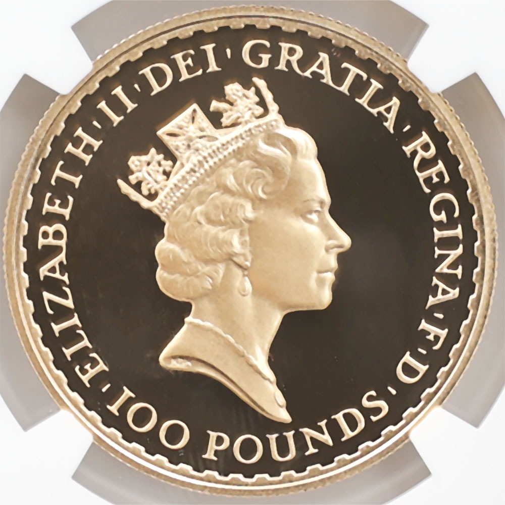 1988 �ѹ� �֥꥿�˥� 100�ݥ�� ��� 1���� �ץ롼�� NGC PF 70 UC �ǹ���� ����̤������