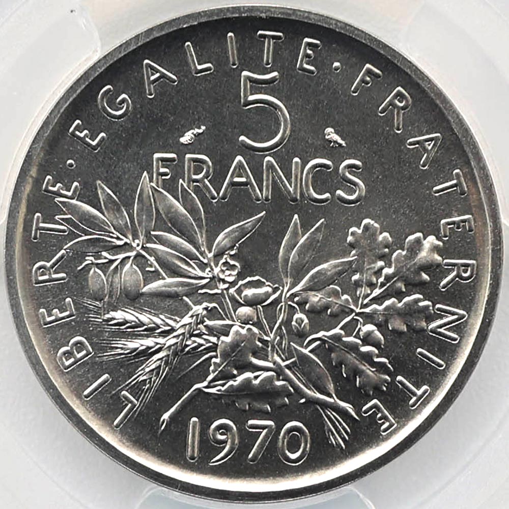 1970 �ե�� ��򼬤����� 5�ե�� �ԥ��ե��� ��Ƽ�� PCGS SP 69 �ǹ���� ����̤������