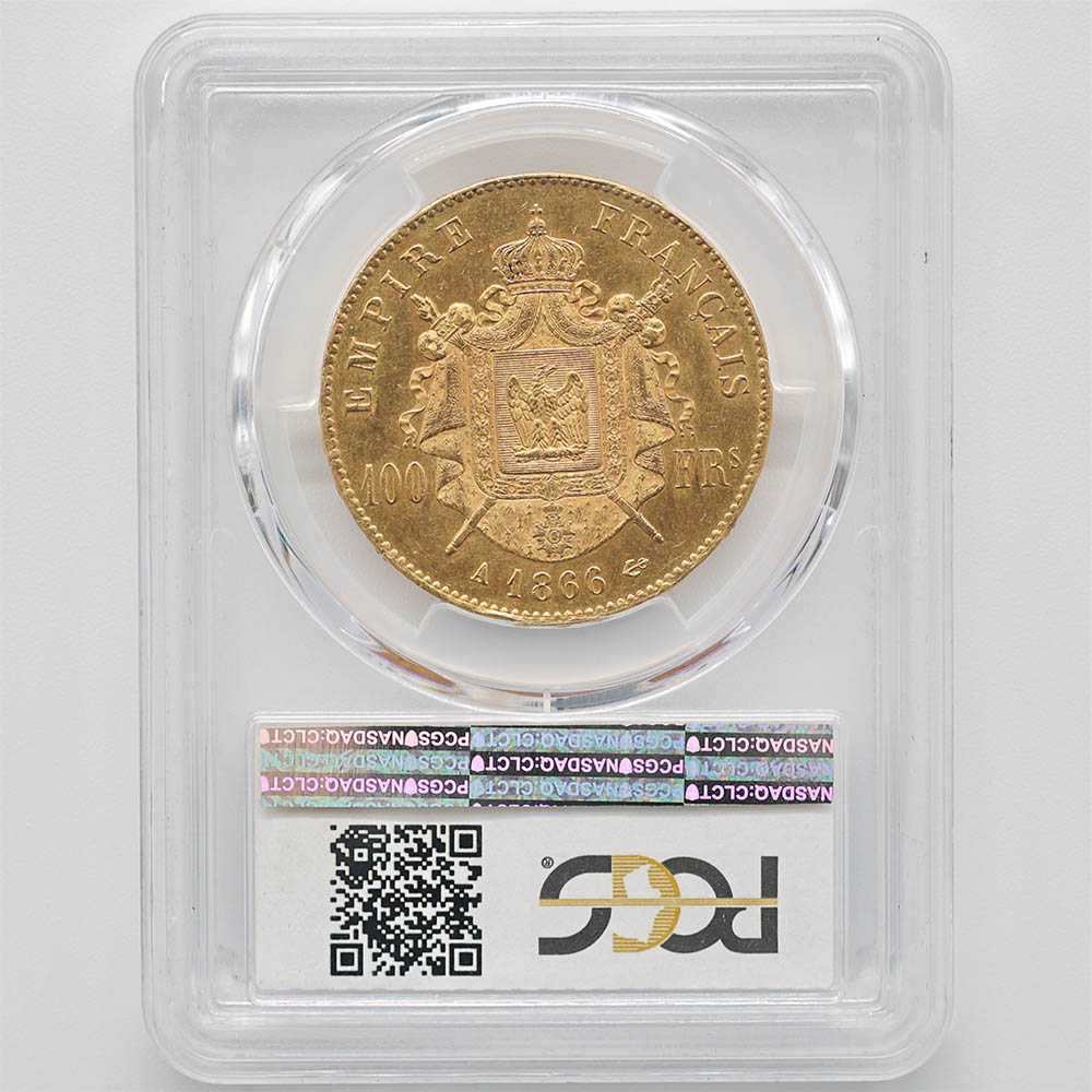 �������� 1866A �ե�� �ʥݥ쥪��3�� 100�ե�� ��� PCGS MS 62 ��̤�����ʡڥݥ���ȡ������ݥ������оݳ���