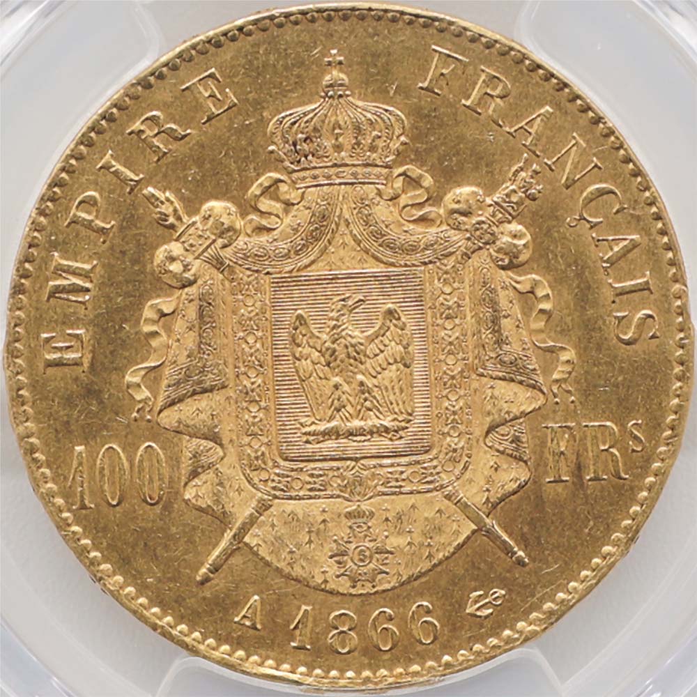 �������� 1866A �ե�� �ʥݥ쥪��3�� 100�ե�� ��� PCGS MS 62 ��̤�����ʡڥݥ���ȡ������ݥ������оݳ���