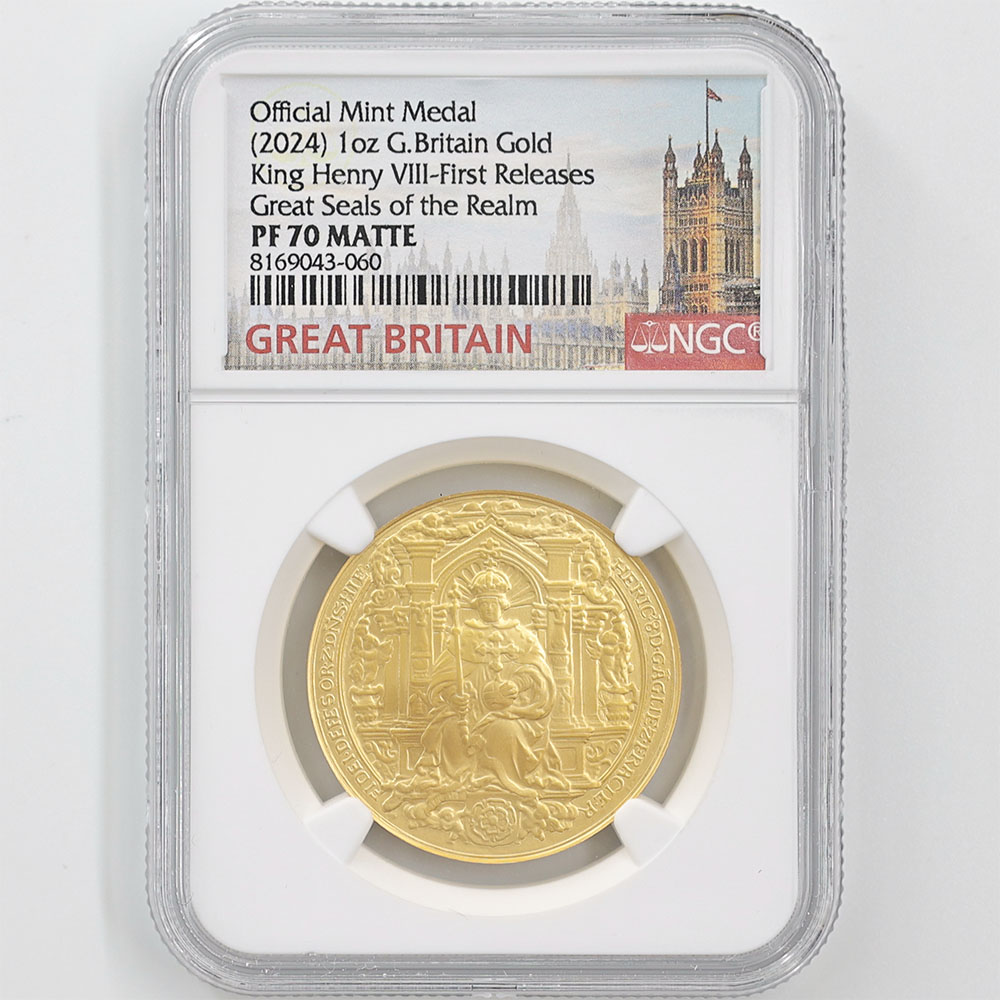 NGC-PF70 Matte ファーストリリース　2024 ヘンリー8世の大印章 2024 英国 ヘンリー8世 王国の大印章 銀メダル 1オンス 艶消しプルーフ