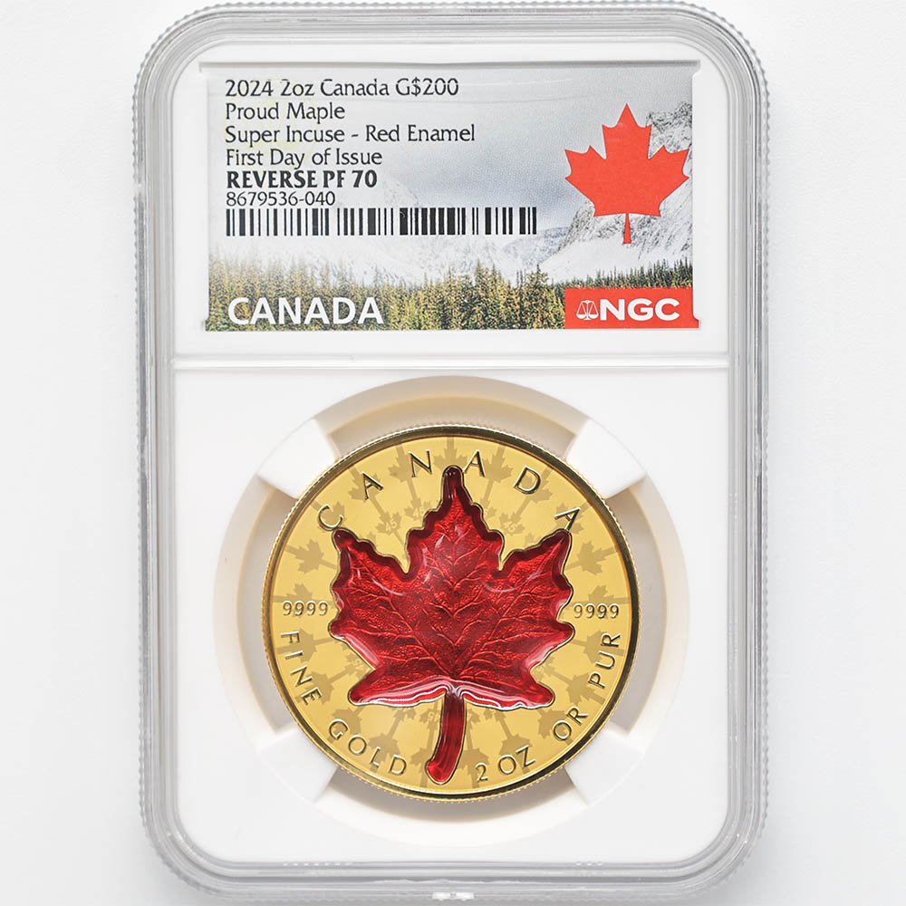 日本独占販売 2024 カナダ エリザベス2世 メイプルリーフ 200カナダドル 金貨 2オンス リバースプルーフ NGC REVERSE PF 70  FDOI 初鋳版（初日限定）最高鑑定 完全未使用品 元箱付 | カナダ,カナダ 金貨 | 株式会社世界コイン
