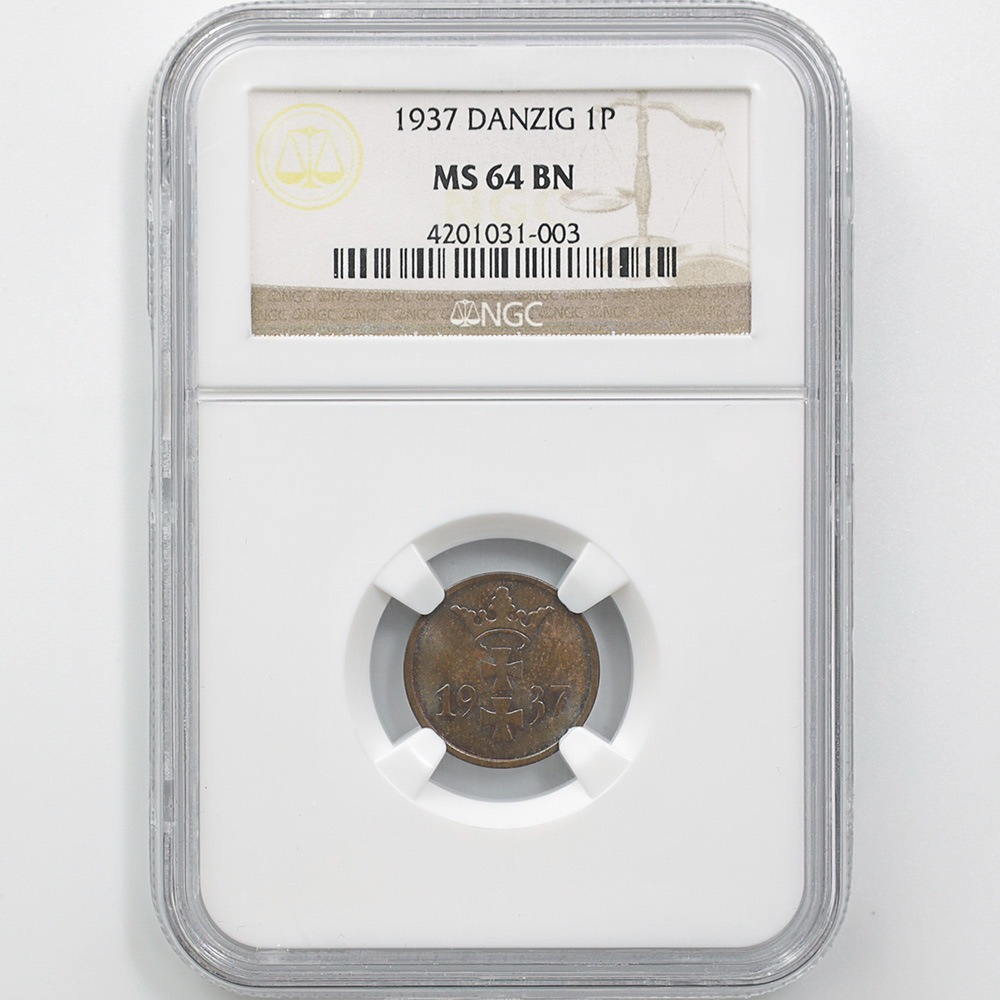 委託販売 1937 ダンツィヒ自由都市 1ペニッヒ 青銅貨 NGC MS64 BN 未使用～完全未使用品 ポーランド【ポイント・クーポン利用
