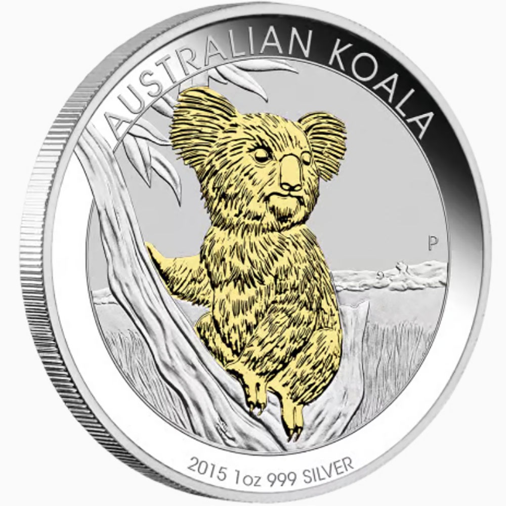 オーストラリアン・コアラ 2015年 銀貨 1ドル セール 2015 オーストラリア コアラ 1豪ドル 金メッキ銀貨 1オンス