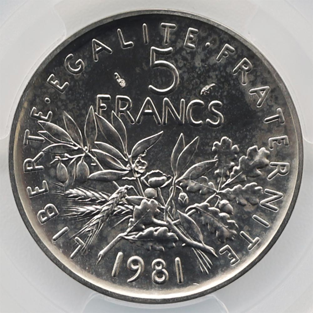1981 �ե�� ��򼬤����� 5�ե�� �ԥ��ե��� ��Ƽ�� PCGS SP 67 ��ǹ���� ����̤������