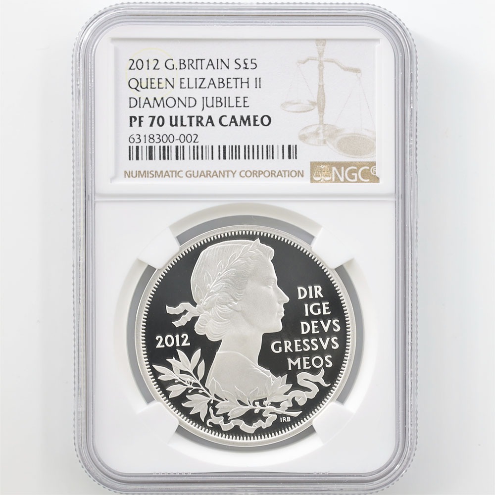 ☆人気準最高鑑定☆2012年 エリザベスⅡ ダイヤモンドジュビリー 5ポンド銀貨 PCGS鑑定PR68 ダイヤモンドジュビリー 2012年 エリザベス女王60