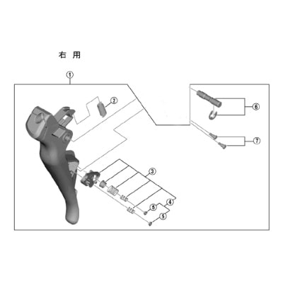 1]メインレバー組立品（右用） | シマノスモールパーツ,ロードバイク