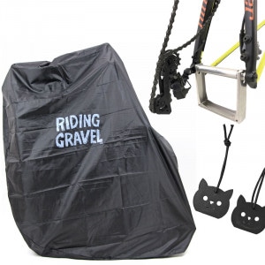 R250 グラベルバイク用 縦型軽量輪行袋 ブラック フレーム/スプロケット/ローターカバー・ダミーローター・輪行マニュアル・12mmスルーアクスル用エンド金具付属 <即>