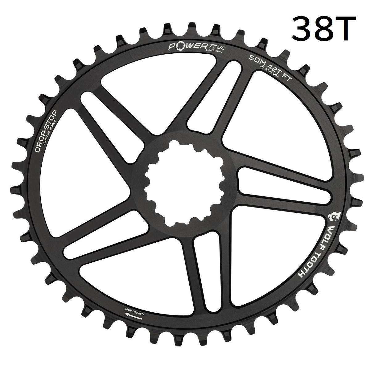 եȥ SRAM 쥯ȥޥ PowerTrac EllipticalPTE 磻/ʥ ʱߥ compatible with SRAM Flattop Drop-Stop B 38T