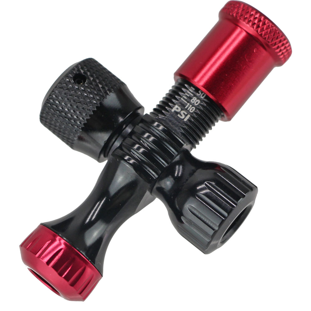 R250 プリセット型CO2インフレーター ブラック/レッド 空気圧計付 仏式