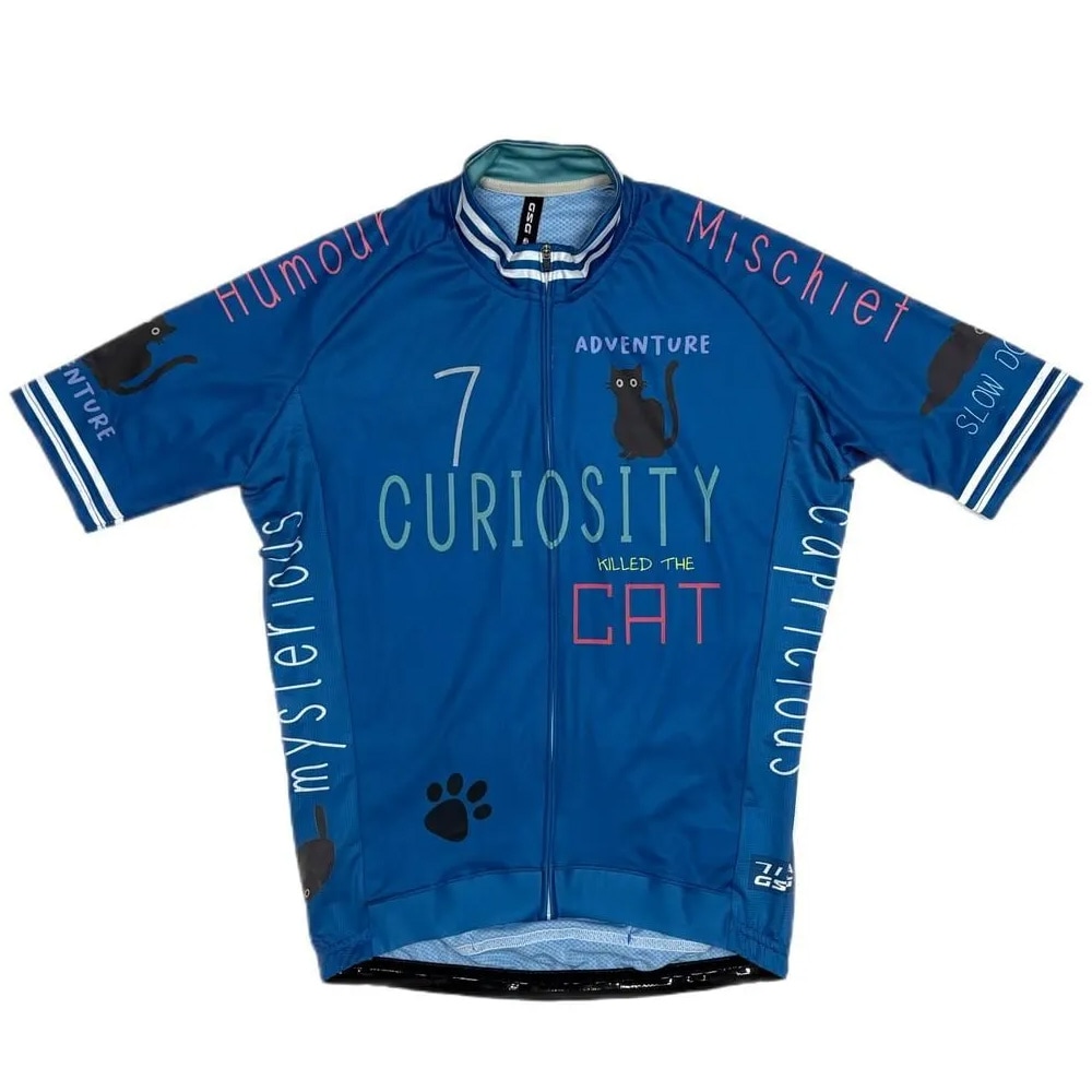 【美品】 サイクルジャージ M マルチカラー イタリア製 セブンイタリア Curiosity Cat Jersey ネイビー | メンズウェア,半そで