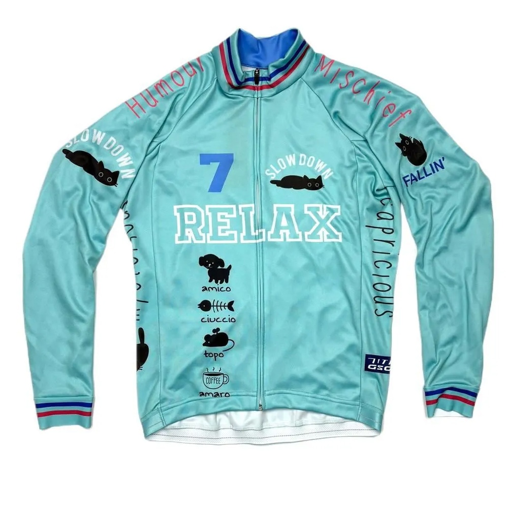 セブンイタリア Torokeru Relax Cat LS Jersey チェレステグリーン