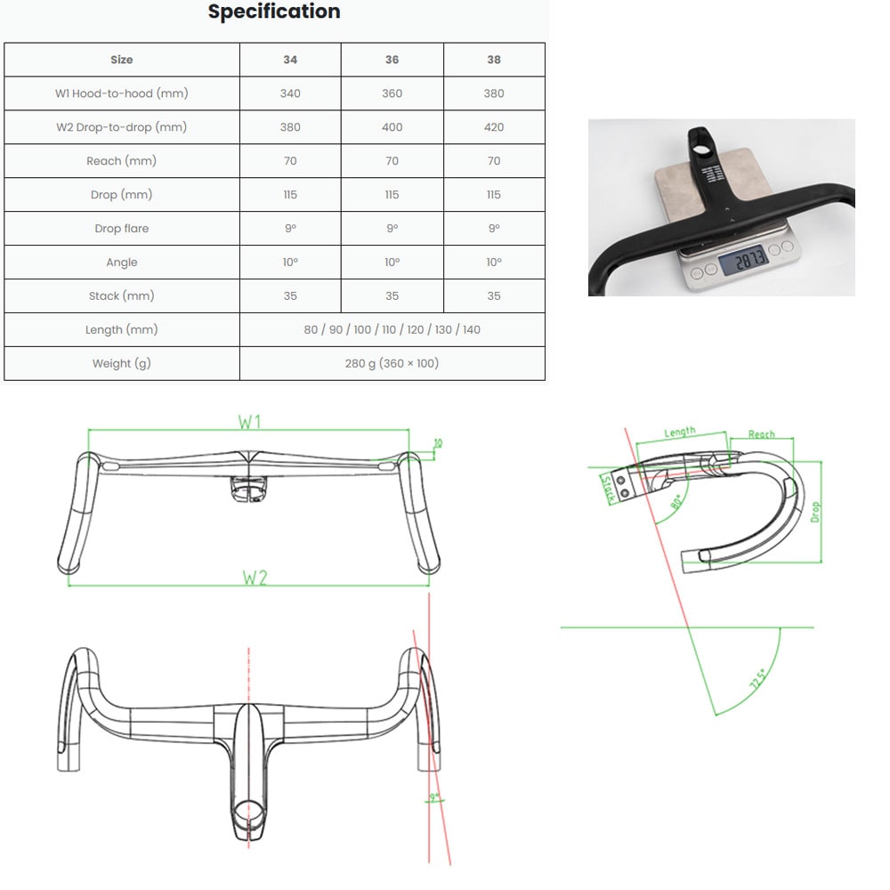 クラフトワークス HB01 一体型ハンドルバー(幅芯-芯380mm