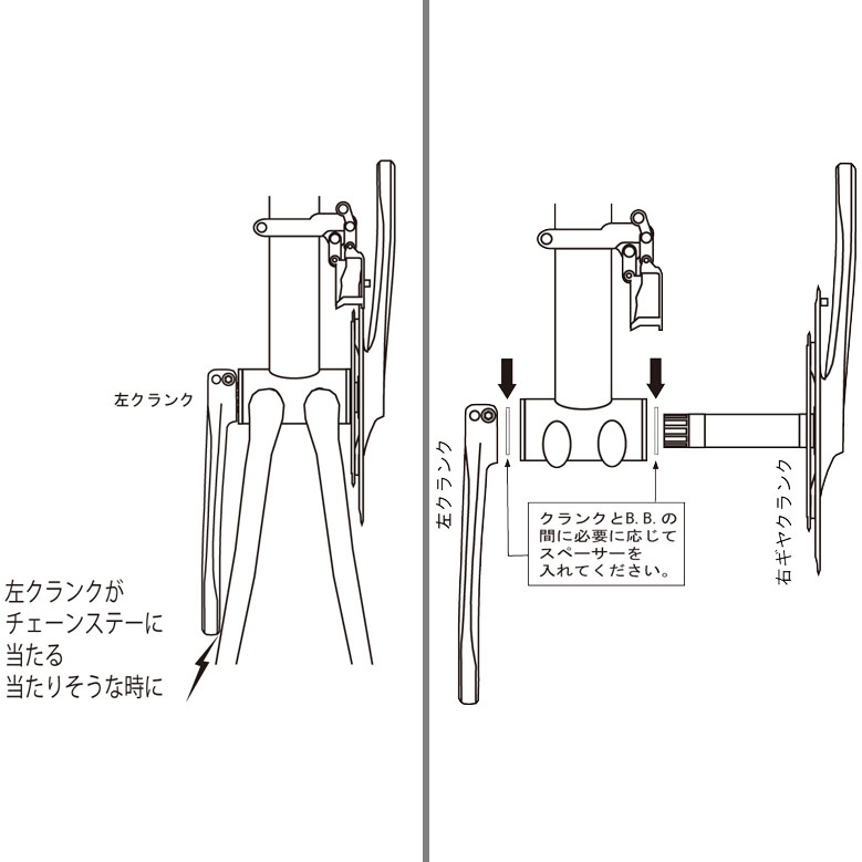 スギノ 2ピースクランク用(内径24mm) アジャストスペーサーセット 3枚