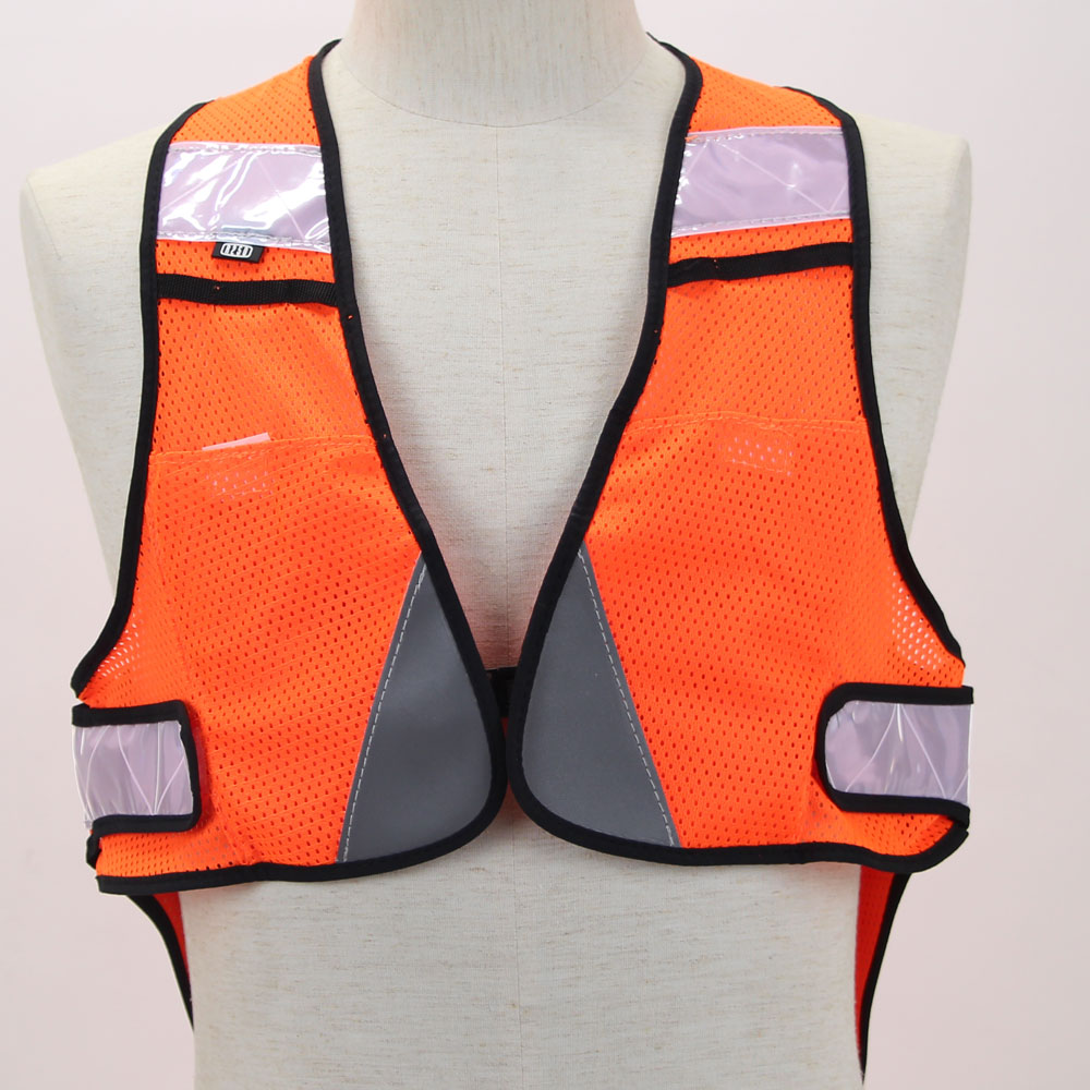 R250 サイクル反射ベスト ポケット付きロング ネオンオレンジ