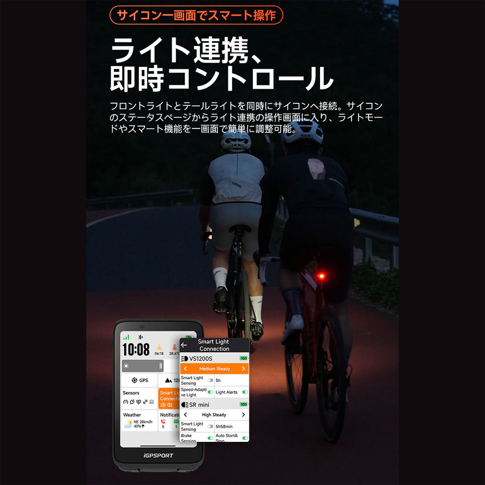 iGPスポーツ VS1200S スマートフロントライト[雨] | アクセサリー