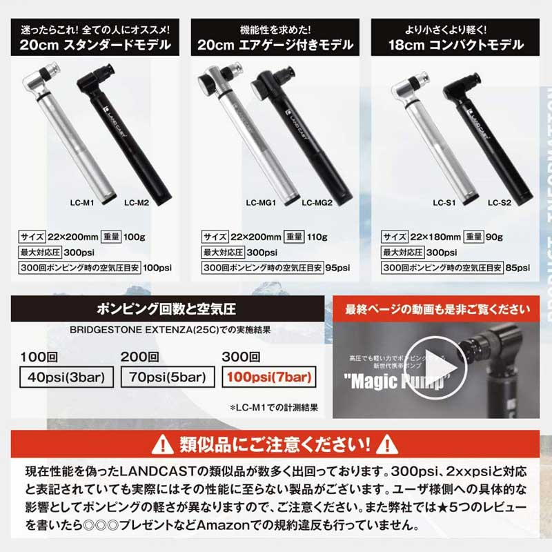 ランドキャスト マジックポンプ Sサイズ 仏式・米式対応携帯ポンプ