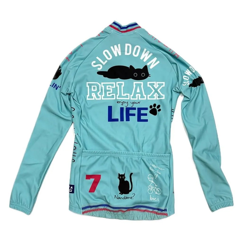 セブンイタリア Torokeru Relax Cat Lady LS Jersey チェレステ