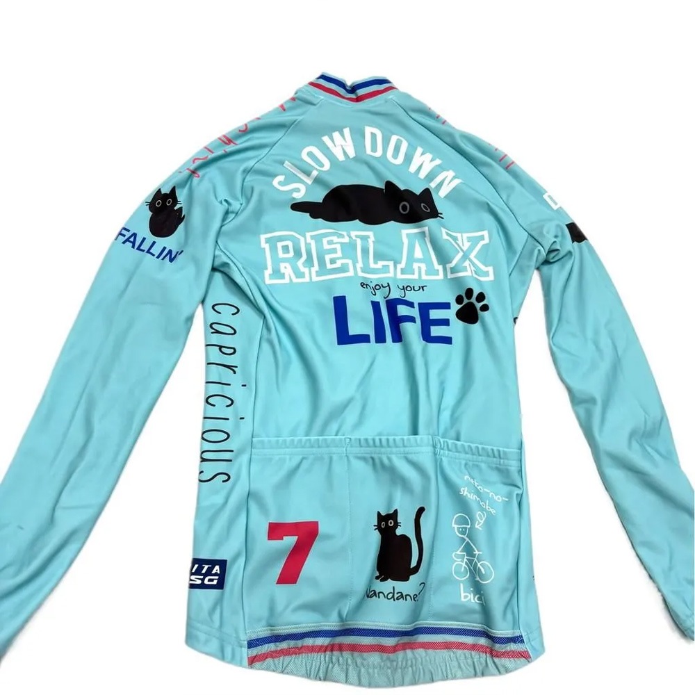セブンイタリア Torokeru Relax Cat Lady LS Jersey チェレステ