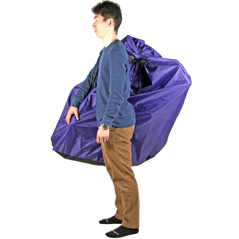 R250 縦型軽量輪行袋 江戸紫 9mmクイック用エンド金具、フレーム