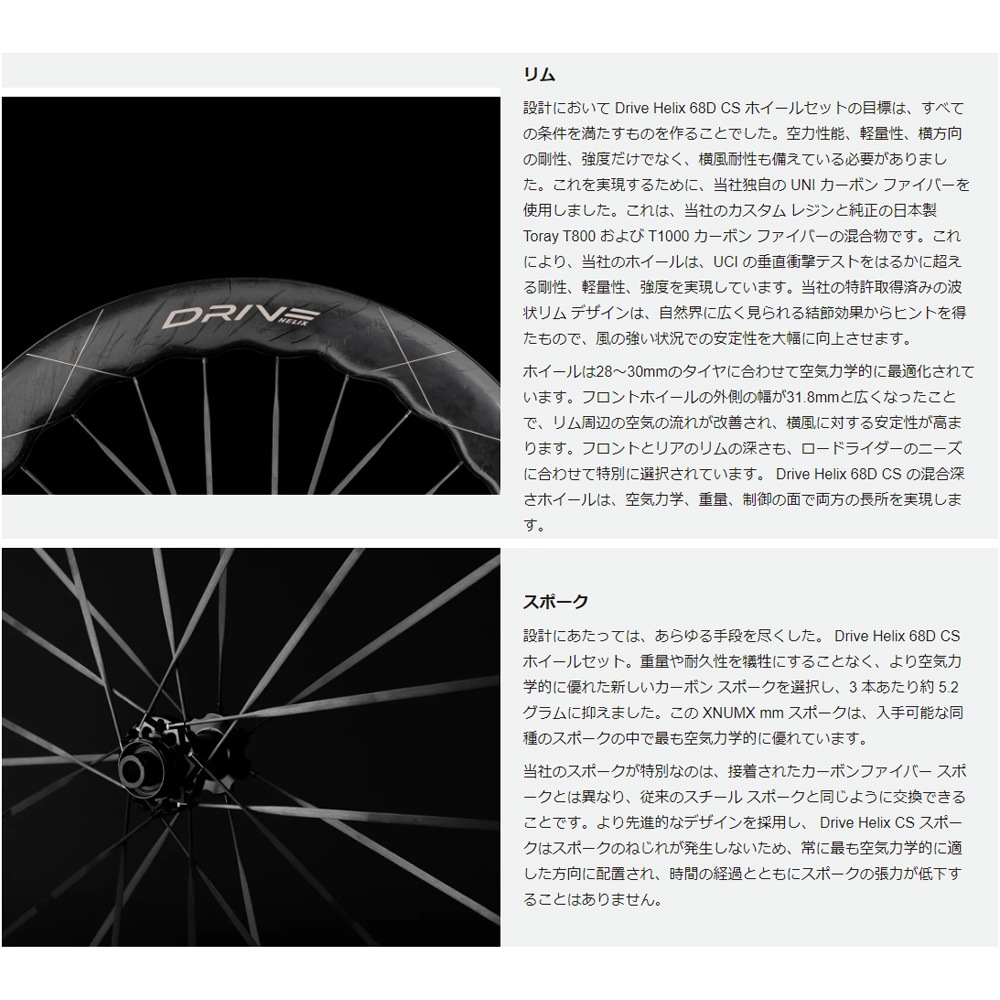 デアリバイク エリートホイール Drive Helix 68D CS ディスクブレーキ スラムXDR12段