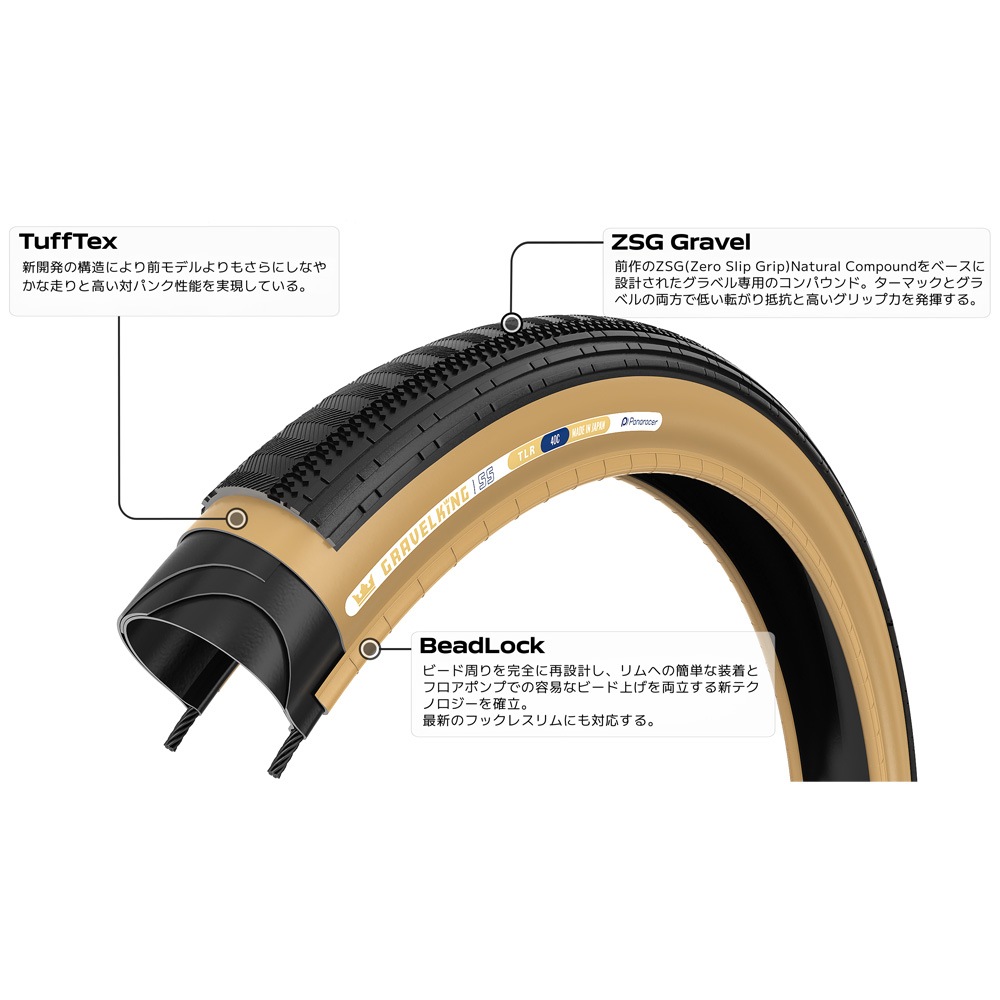 パナレーサー グラベルキング SS 700×45C ハニーバター/ブラウン TLR