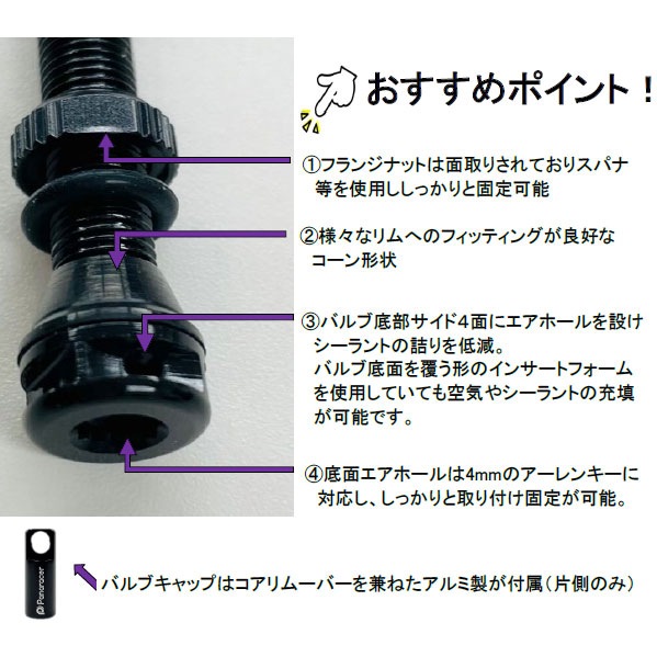 パナレーサー チューブレスバルブ 仏式 80mm 2本入り | ロード
