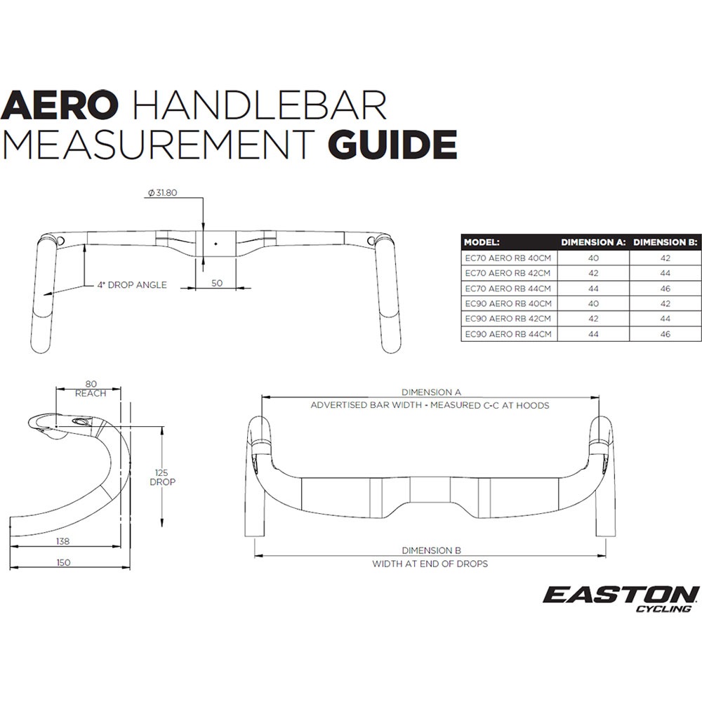 イーストン EC70 AERO ロードバー バークランプ径：31.8mm ドロップ
