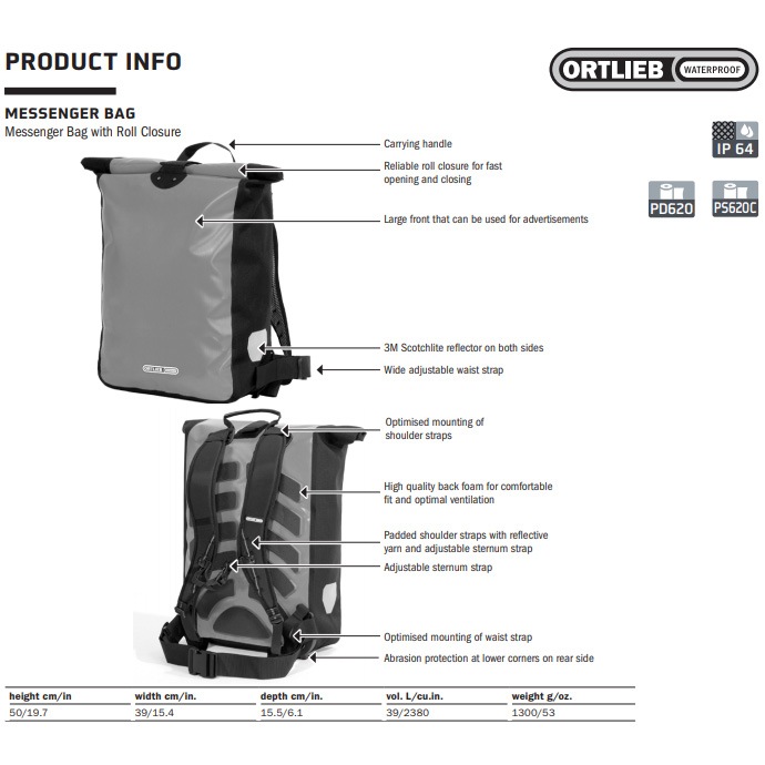 ORTLIEB 』メッセンジャーバッグめぐORTLIEB 防水メッセンジャーバッグ