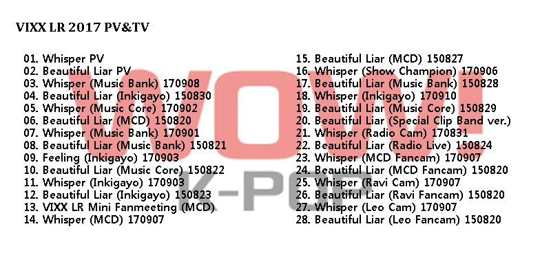 KPOP DVDVIXX LR 2017 PV/TV Collection - Whisper Beautiful Liar - VIXX �����å��� �쥪 LEO ��� RAVI ���ڼ�ϿDVD PV DVD