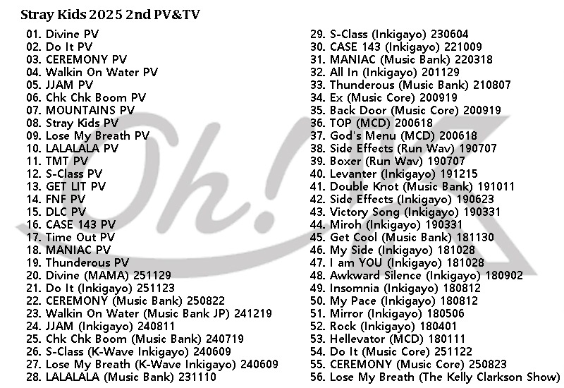 K-POP DVD A STRAY KIDS 2025 2nd PV/TV - Do It CEREMONY Walkin On Water JJAM Chk Chk Boom Lose My Breath LALALALA S-Class - ���ȥ쥤���å� KPOP DVD