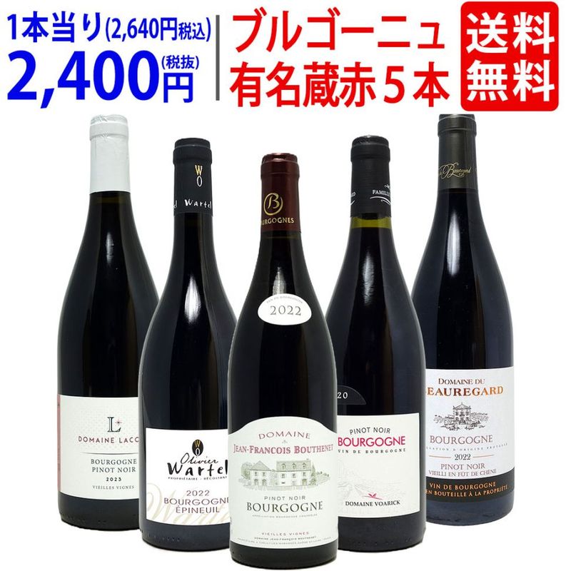ワイン ワインセット ブルゴーニュ有名蔵 すべて激ウマ赤５本セット 送料無料 飲み比べセット ギフト 大人気 ^W0B579SE^