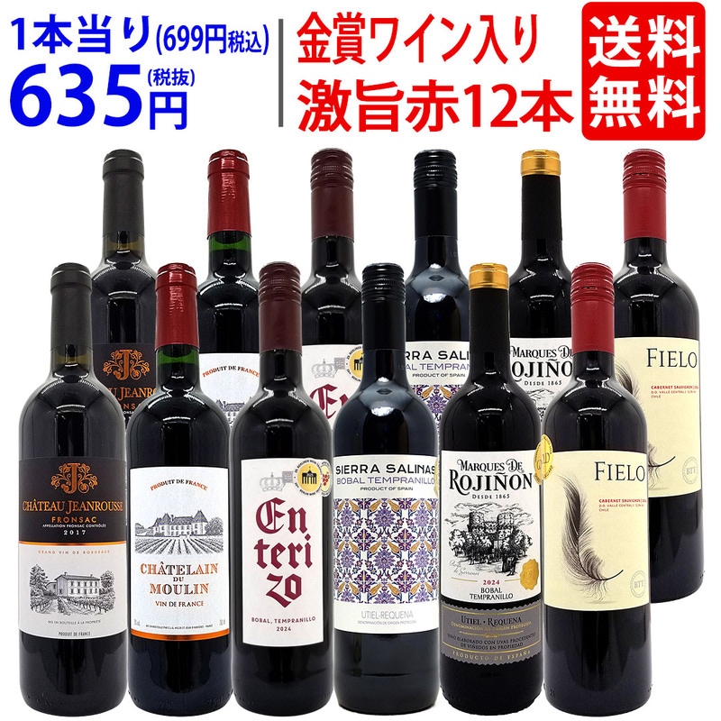 ワイン ワインセット ワイン誌高評価蔵や金賞蔵ワインも入った激旨赤１２本セット 送料無料 飲み比べセット ギフト (6種類各2本) 大人気 ^W0AKC2SE^