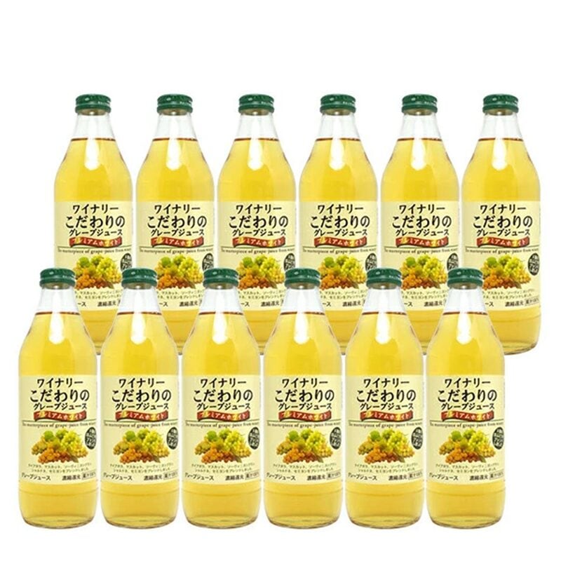 送料無料  ワイナリー こだわりのグレープジュース 白 果汁100％ 1000ml ×12本 アルプス ジュース ^KBAPGBKS^