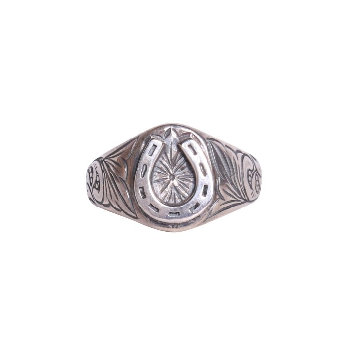 18ROVEG008SS OVAL ENGRAVING RING / HORSESHOE GALCIA WESTERN