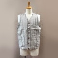 CLASSICAL LINEN STRIPE WORK VEST LOT1643