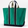 Deluxe Tote Bag/ Green Body x Navy Handle