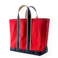 Deluxe Tote Bag/ Red Body x Navy Handle