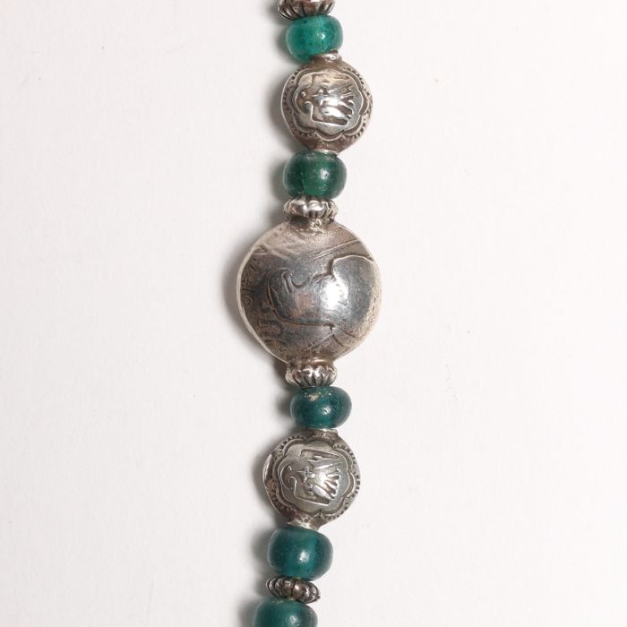 34.35 INDIAN PACIFIC MORGAN EAGLE&SWASTIKA BEADS NECKLACE