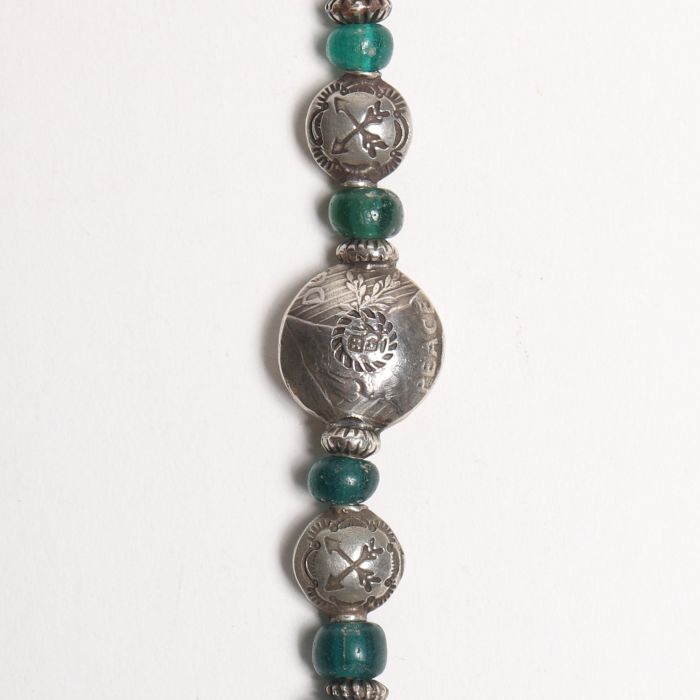 34.35 INDIAN PACIFIC MORGAN EAGLE&SWASTIKA BEADS NECKLACE