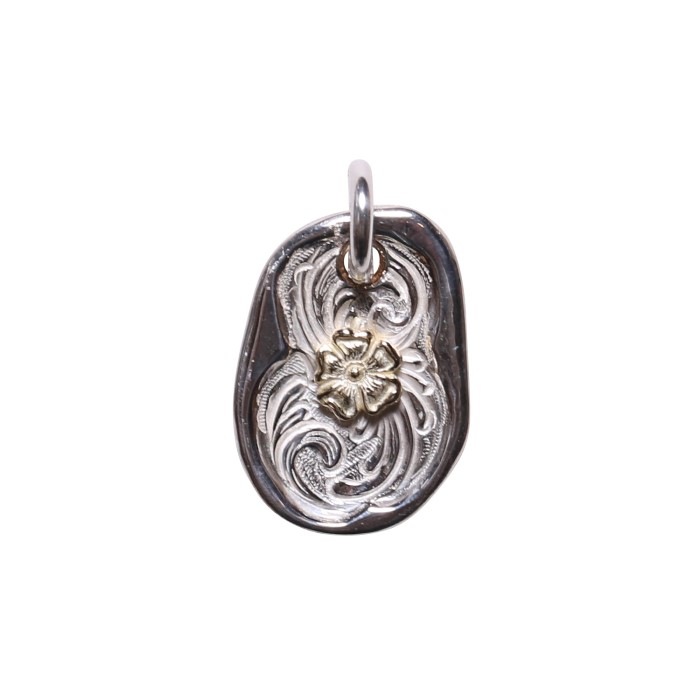 NL-0189 KARAKUSA ROSE OVAL DARUMA PENDANT | LARRY SMITH | WESTERN